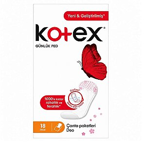 Kotex İnce Günlük Ped Deo Çanta Paketli 18'li - Kotex