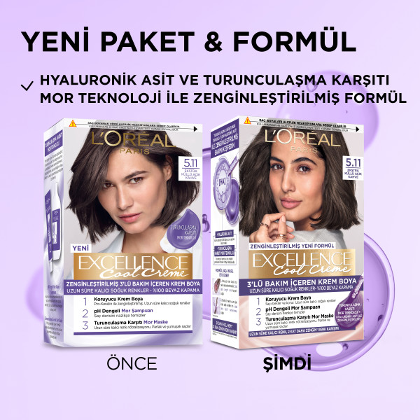 L'Oréal Paris Excellence Cool Creme 5.11 Ekstra Küllü Açık Kahve Saç Boyası