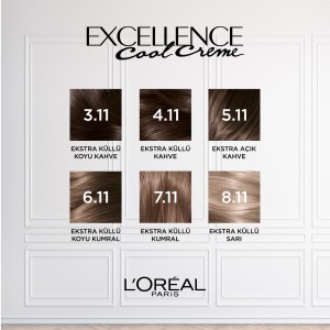 L'Oréal Paris Excellence Cool Creme 5.11 Ekstra Küllü Açık Kahve Saç Boyası - Thumbnail