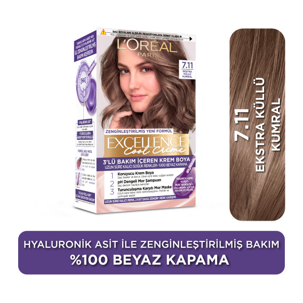 L'Oréal Paris Excellence Cool Creme 7.11 Ekstra Küllü Kumral Saç Boyası