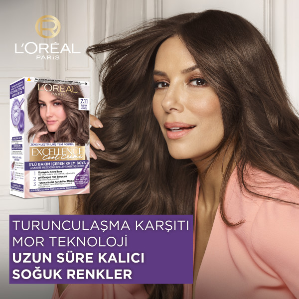 L'Oréal Paris Excellence Cool Creme 7.11 Ekstra Küllü Kumral Saç Boyası