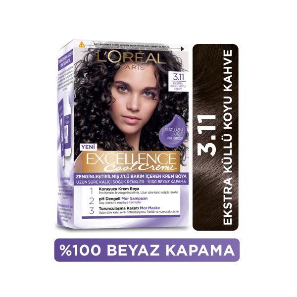 L'Oréal Paris Excellence Cool Creme 3.11 Ekstra Küllü Koyu Kahve Saç Boyası