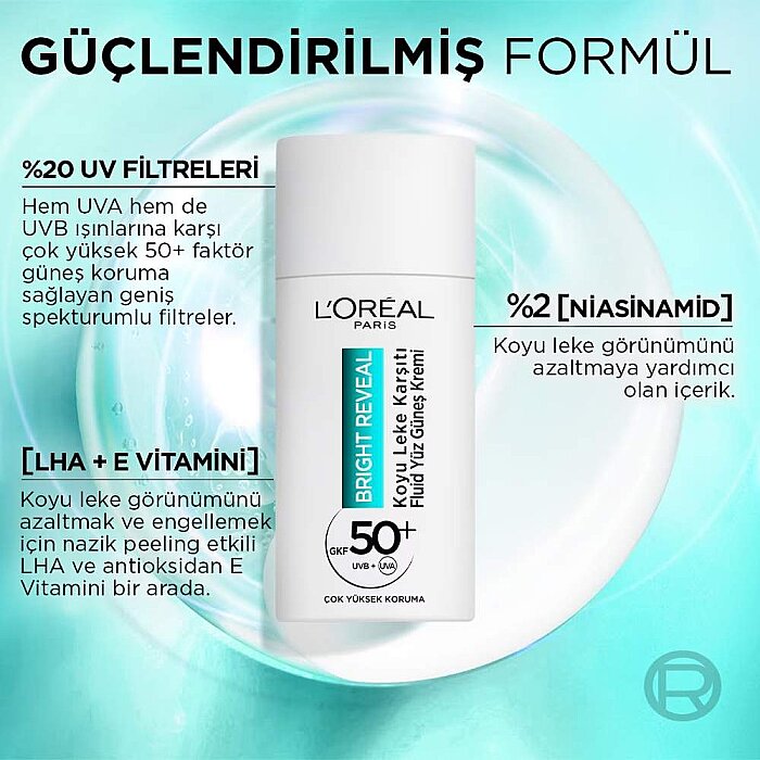 L'Oréal Paris Bright Reveal Spf 50+ Koyu Leke Karşıtı Fluid Günlük Yüz Güneş Kremi 50 Ml - 2