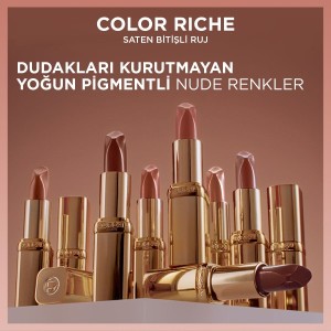 L'Oréal Paris Color Riche Saten Bitişli Ruj 505 Nude Resilient - 5