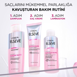 L'Oréal Paris Elseve Glycolic Gloss Mükemmel Parlaklık için Bakım Yapan Şampuan 200 Ml - Thumbnail