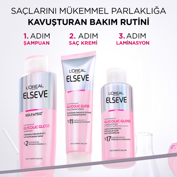 L'Oréal Paris Elseve Glycolic Gloss Mükemmel Parlaklık için Bakım Yapan Şampuan 200 Ml