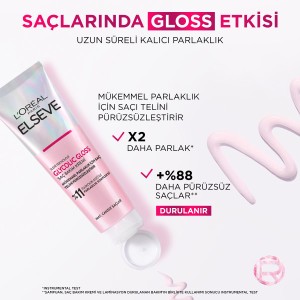 L'Oréal Paris Elseve Glycolic Gloss Mükemmel Parlaklık için Pürüzsüzleştirici Saç Kremi 150 Ml - Thumbnail