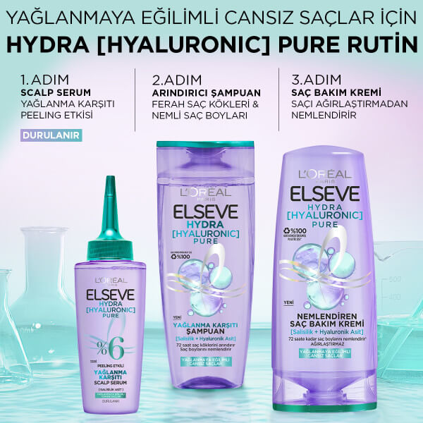 L'Oréal Paris Elseve Hydra Hyaluron Yağlanma Karşıtı Arındırıcı Şampuan 300 Ml