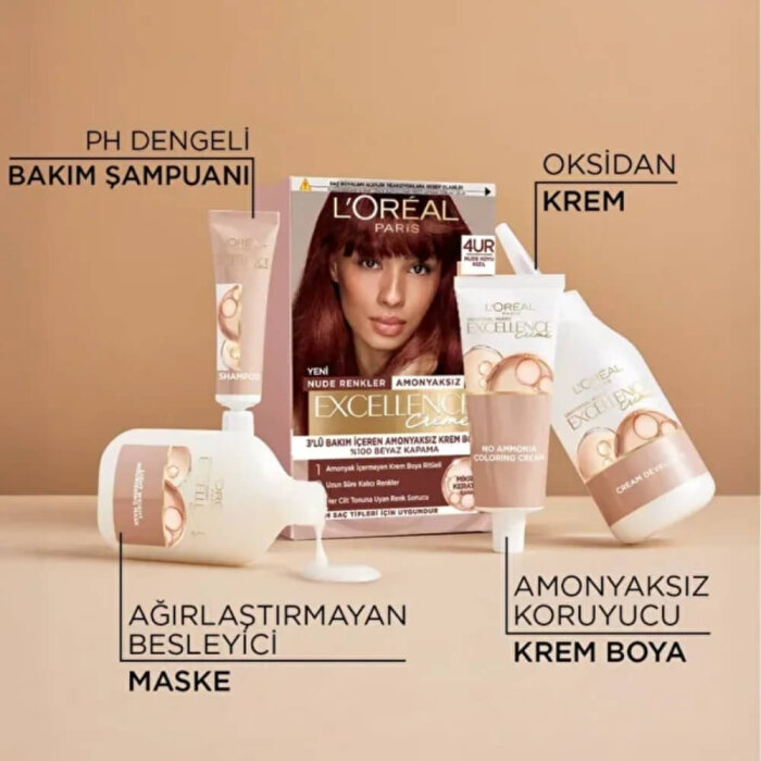 L'Oréal Paris Excellence Creme Nude Saç Boyası 4 UR - 4