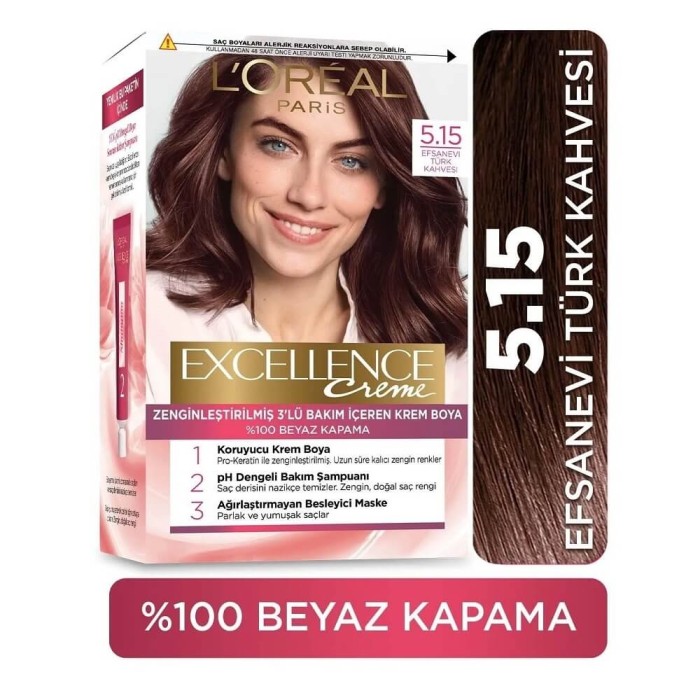 L'Oréal Paris Excellence Creme Saç Boyası 5.15 Efsanevi Türk Kahvesi