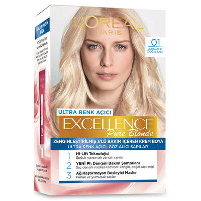 L'Oréal Paris Excellence Pure Blonde Saç Boyası 01 Ultra Açık Doğal Sarı