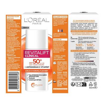 L'Oréal Paris Revitalift Clinical Spf50 Yüksek UV Korumalı Güneş Kremi 50 Ml
