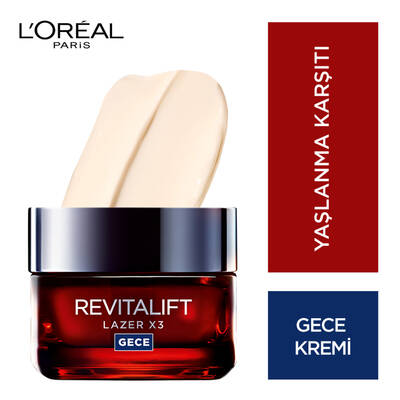L'Oréal Paris Revitalift Laser x3 Yaşlanma Karşıtı Gece Kremi 50 Ml