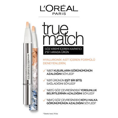 L'Oréal Paris True Match Göz Kremi İçeren Kapatıcı 2R