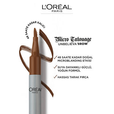 L'Oréal Paris Unbelieva Brow Micro Tatouage Kaş Kalemi 108 Dark Brunette