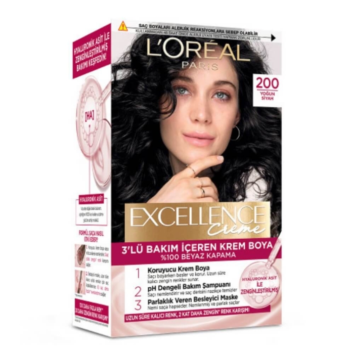 L'Oréal Paris Excellence Creme Gloss Saç Boyası 200 Yoğun Siyah - 1