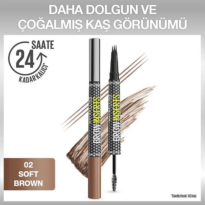 Maybelline Brow Insert Çift Uçlu Kaş Kalemi 2 Soft Brown - 2