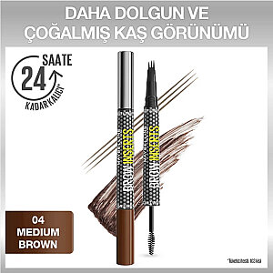 Maybelline Brow Insert Çift Uçlu Kaş Kalemi 4 Medium Brown - 2