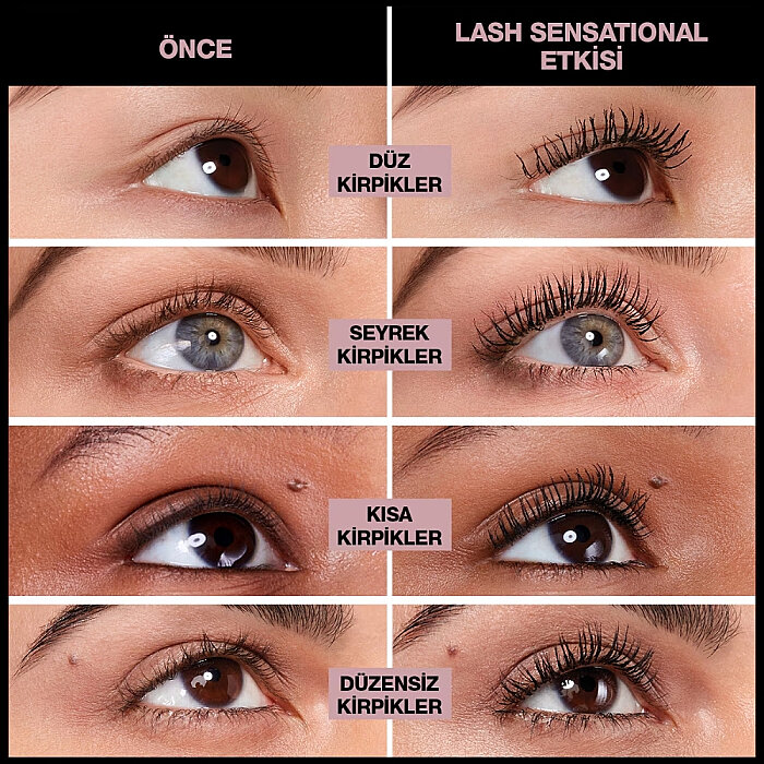 Maybelline Lash Sensational Yelpaze Etkili Suya Dayanıklı Maskara Siyah - 3