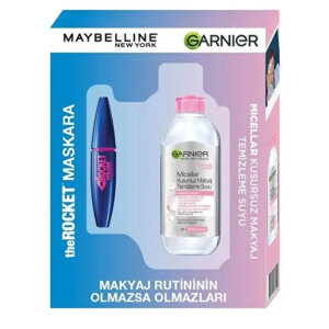 Maybelline Rocket Maskara + Garnier Micellar Kusursuz Makyaj Temizleme Suyu 2'li Set - Maybelline
