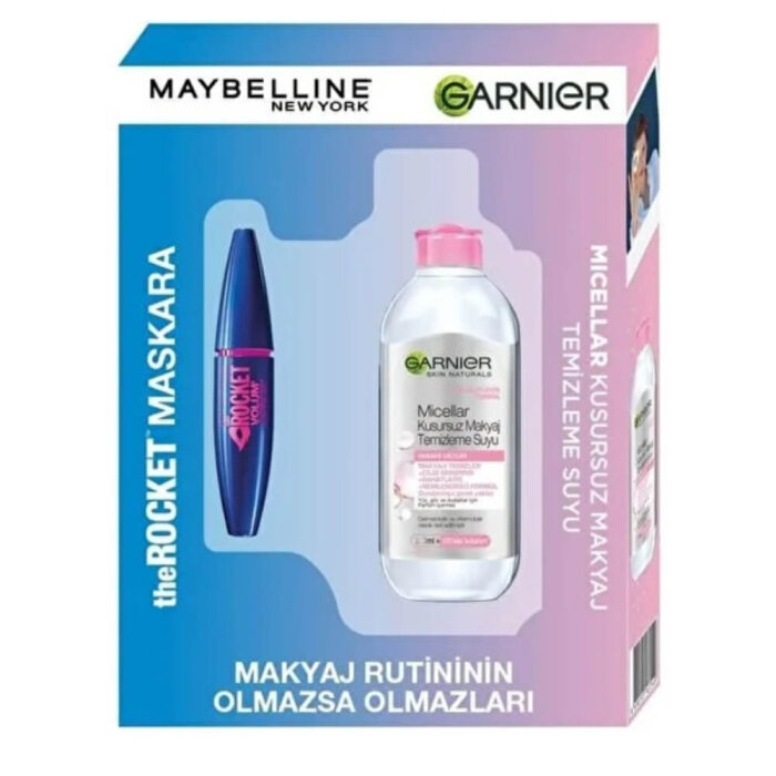 Maybelline Rocket Maskara + Garnier Micellar Kusursuz Makyaj Temizleme Suyu 2'li Set - 1
