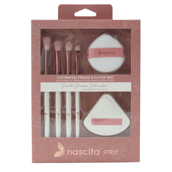 Nascita 4'lü Makyaj Fırçası & 2'li Puf Seti 162 - 1