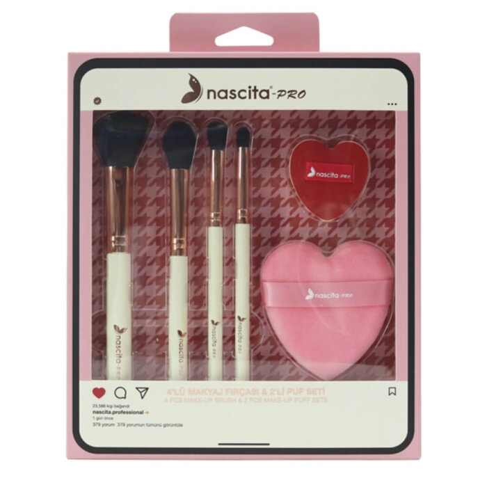 Nascita 4'lü Makyaj Fırçası & 2'li Puf Seti 163 - 1
