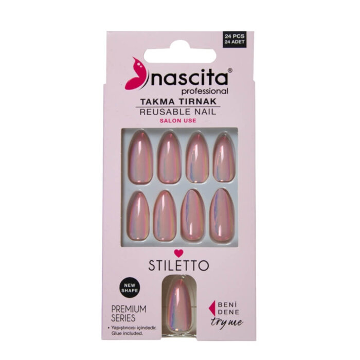 Nascita Hologram Takma Tırnak Pembe 24'lü - 1