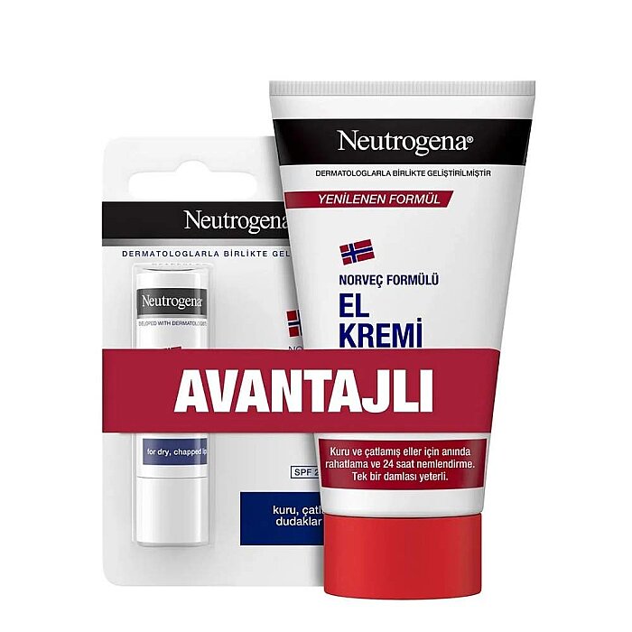 Neutrogena El Kremi 75 ml + Dudak Nemlendiricisi Parfümsüz Set - 1
