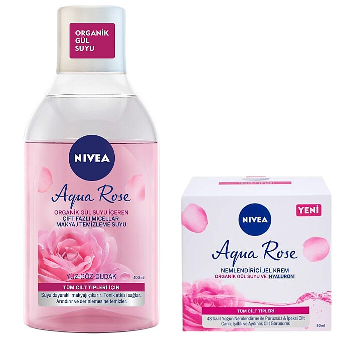 Nivea Aqua Rose Jel Krem 50 Ml + Makyaj Temizleme Suyu 400 Ml Set - 1