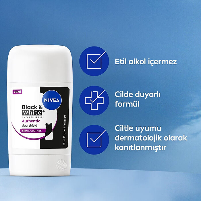 Nivea Black & White Authentic Kadın Deodorant Stick 50 Ml - 7