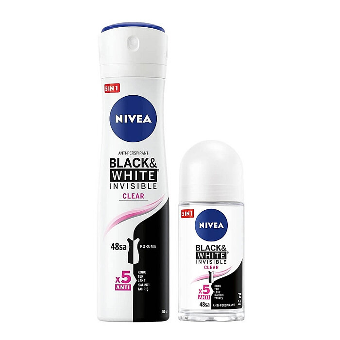 Nivea Black&White Clear Deo 150 Ml+Mini Roll-On 25 Ml Set - 2
