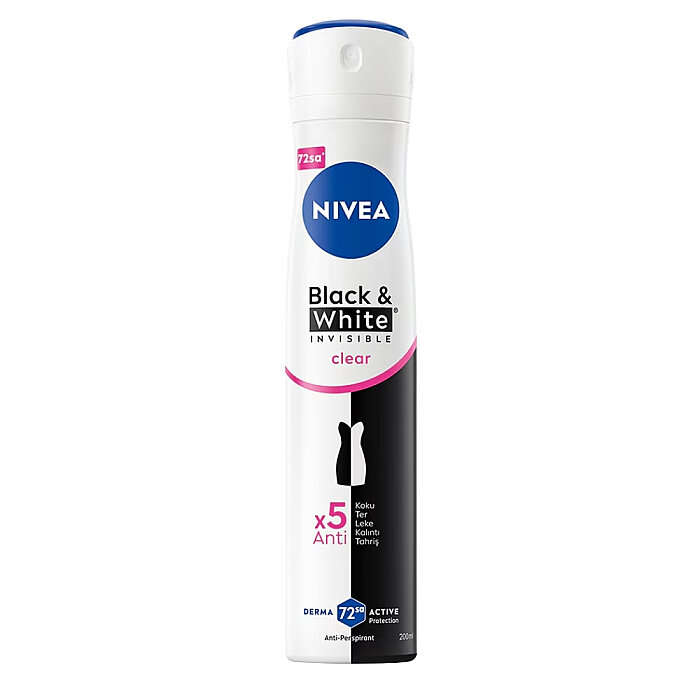 Nivea Black&White Invisible Clear Kadın Deodorant 200 Ml - 1