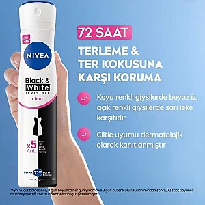 Nivea Black&White Invisible Clear Kadın Deodorant 200 Ml - 2