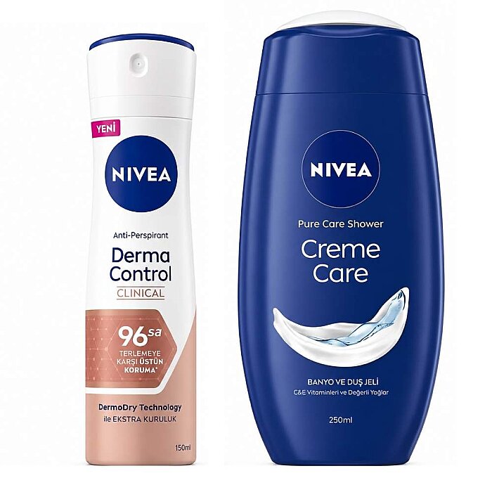 Nivea Derma Control Clinical Kadın Deodorant 150 Ml + Duş Jeli 250 Ml Set - 1