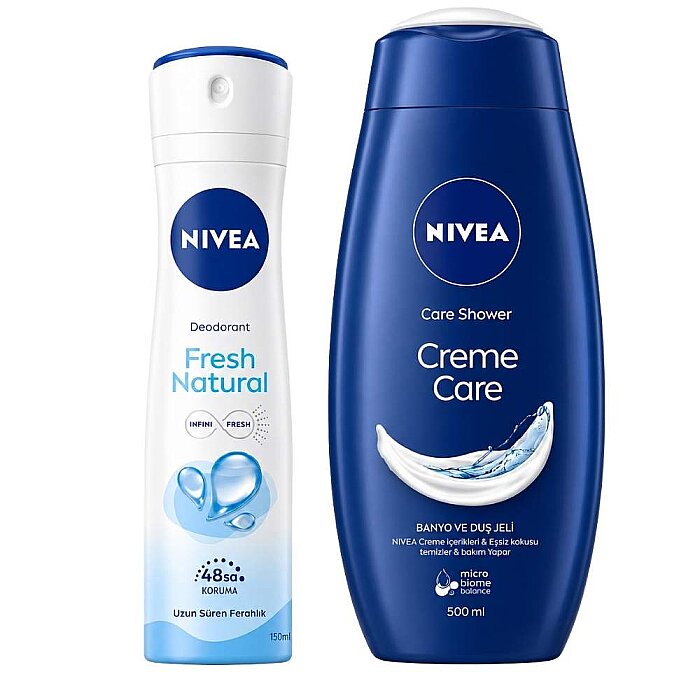 Nivea Fresh Natural Kadın Deodorant 150 Ml + Creme Care Duş Jeli 250 Ml Set - 1