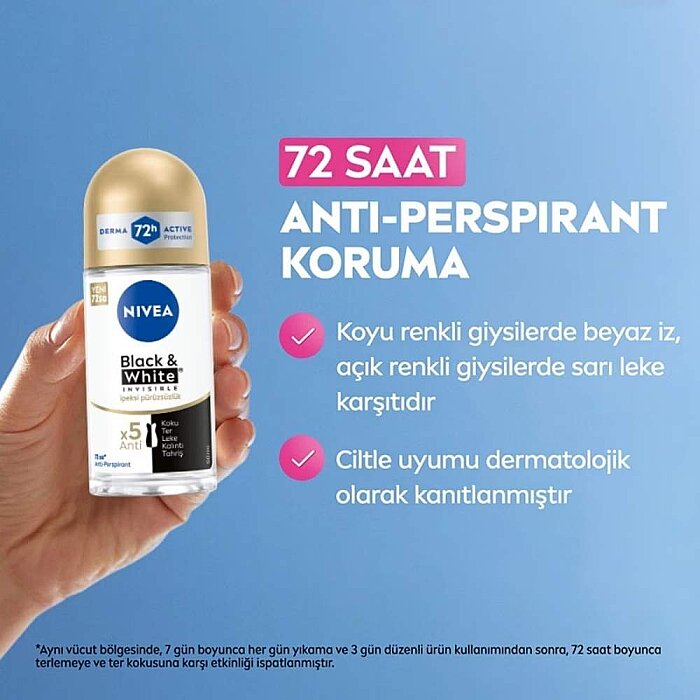 Nivea Invisible Black&White İpeksi Pürüzsüzlük Kadın Roll-On 50 Ml - 2