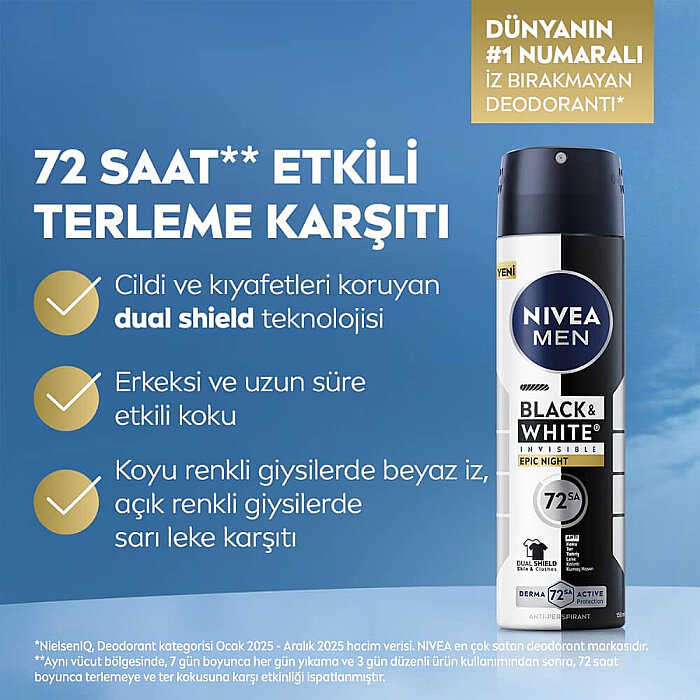 Nivea Men Black & White Power Epic Night Erkek Deodorant Sprey 150 Ml - 3