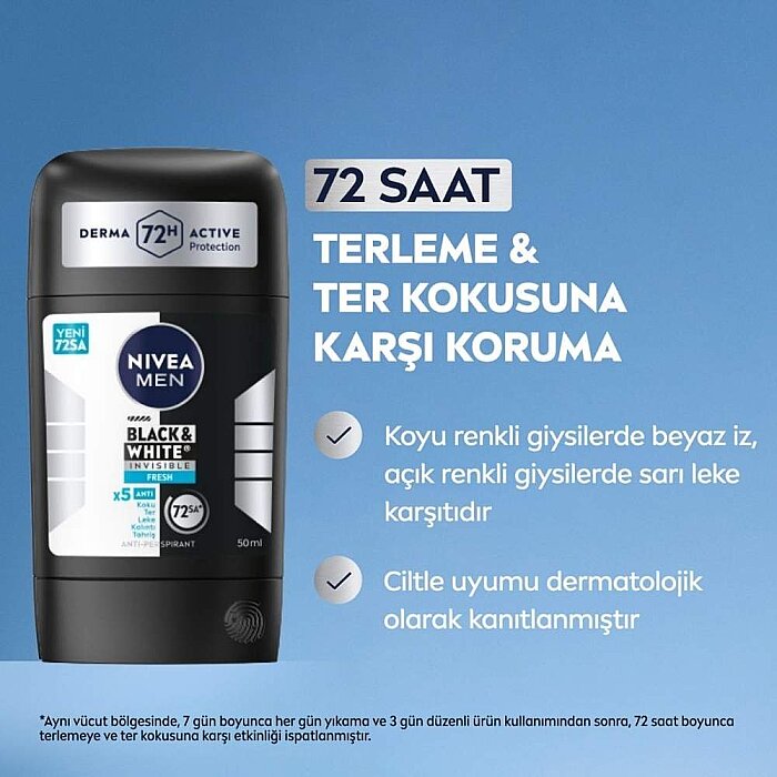 Nivea Men Black&White Fresh Deo Stick 50 Ml - 2
