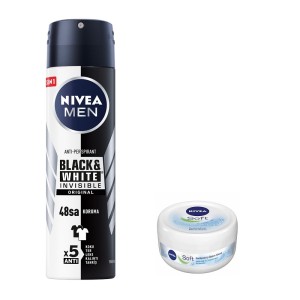 Nivea Men Black&White Power Deo 150 Ml + Soft Cream 50 Ml Set - Thumbnail