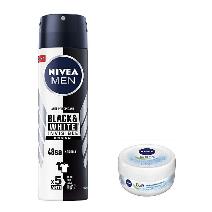 Nivea Men Black&White Power Deo 150 Ml + Soft Cream 50 Ml Set - 1