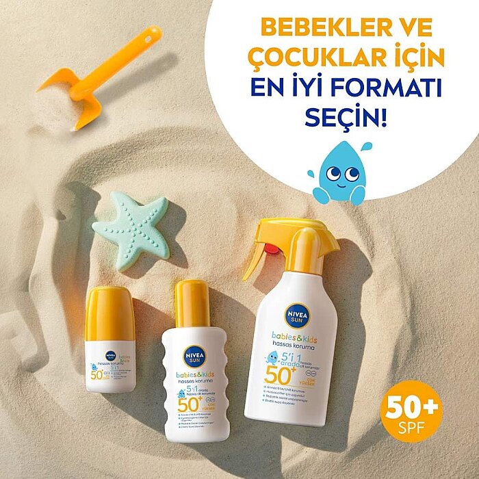Nivea Sun Babies & Kids Hassas Koruma Güneş Koruyucu Sprey SPF50 270 Ml - 5