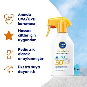 Nivea Sun Babies & Kids Hassas Koruma Güneş Koruyucu Sprey SPF50 270 Ml - 2