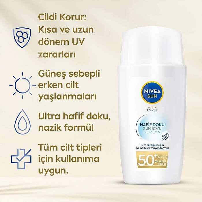 Nivea Sun Hafif Dokulu Yüz Güneş Koruma SPF50 40 Ml - 3