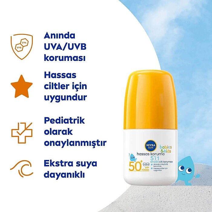 Nivea Sun Kids Hassas Koruma Güneş Koruyucu Roll-on SPF50 50 Ml - 2