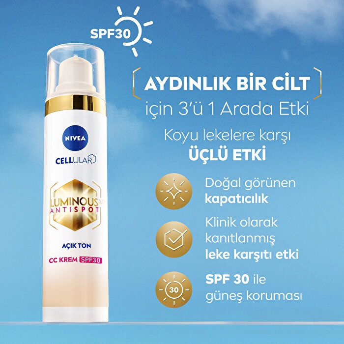 Nivea Visage Luminous 630 Koyu Leke Karşıtı SPF30 CC Yüz Kremi Açık Ton