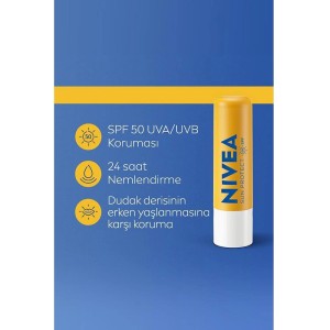 Nivea Yüksek Güneş Korumalı SPF50+ Dudak Bakım Kremi 4.8 Gr - Thumbnail