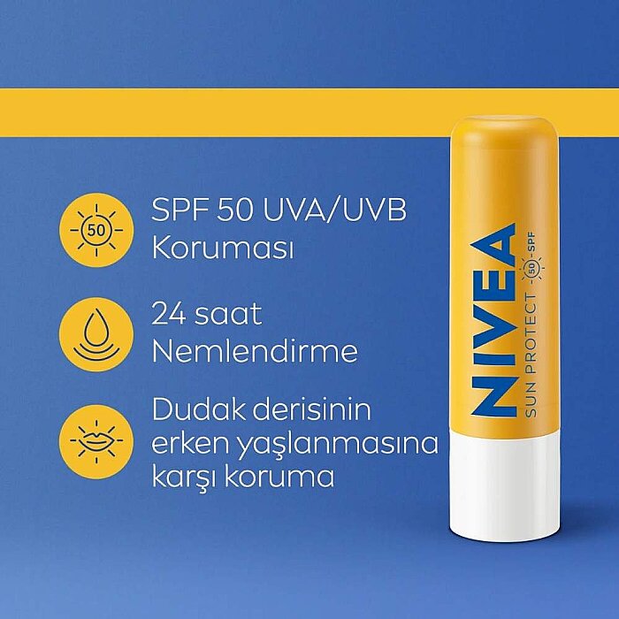 Nivea Yüksek Güneş Korumalı SPF50+ Dudak Bakım Kremi 4.8 Gr - 2