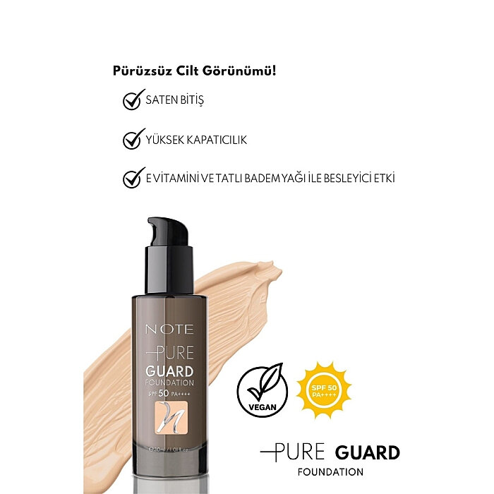 Note Pure Guard SPF50 Yoğun Kapatıcı Saten Bitişli Fondöten 120 - 4