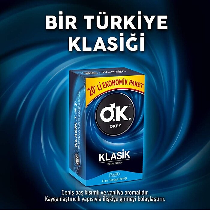 Okey Klasik Prezervatif Ekonomik Paket 20'li - 2